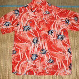 Vintage 1950’s Original "Pohaku" Hawaiian Aloha Shirt, Crepe Rayon, Fish Design